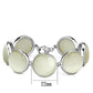 LOS762 - High-Polished 925 Sterling Silver Bracelet with Synthetic Cat Eye in White-1