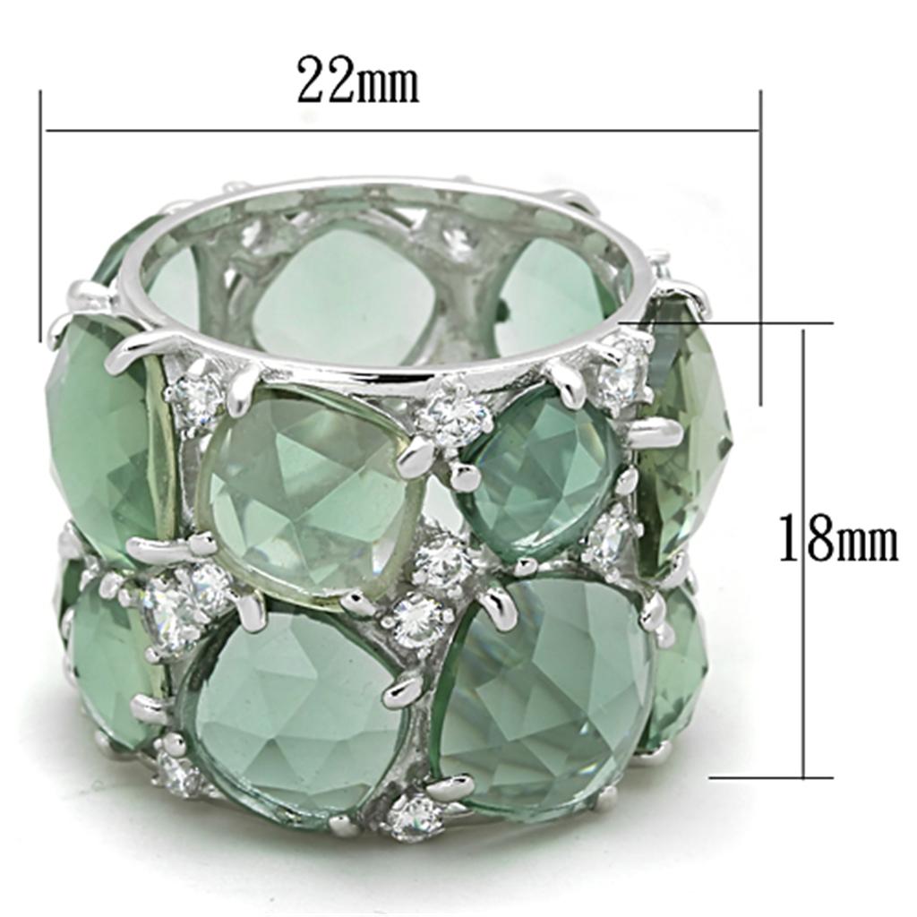 LOS764 - Rhodium 925 Sterling Silver Ring with Synthetic Synthetic Glass in Emerald-1