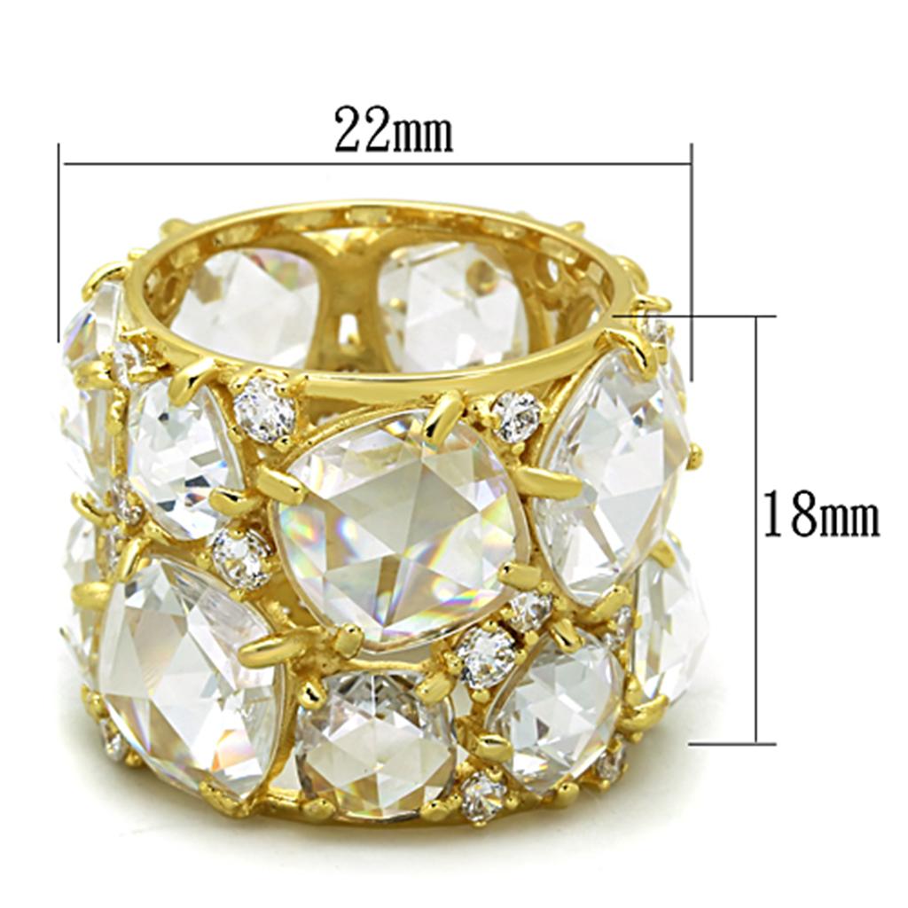 LOS765 - Gold 925 Sterling Silver Ring with AAA Grade CZ  in Clear-1