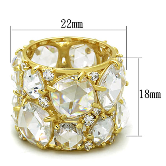 LOS765 - Gold 925 Sterling Silver Ring with AAA Grade CZ  in Clear-1