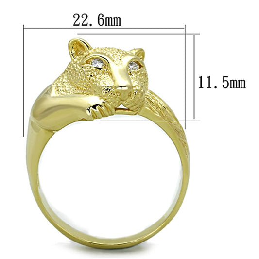 LOS770 - Gold 925 Sterling Silver Ring with AAA Grade CZ  in Clear-1