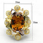 LOS771 - Gold 925 Sterling Silver Ring with Synthetic Synthetic Glass in Champagne-1