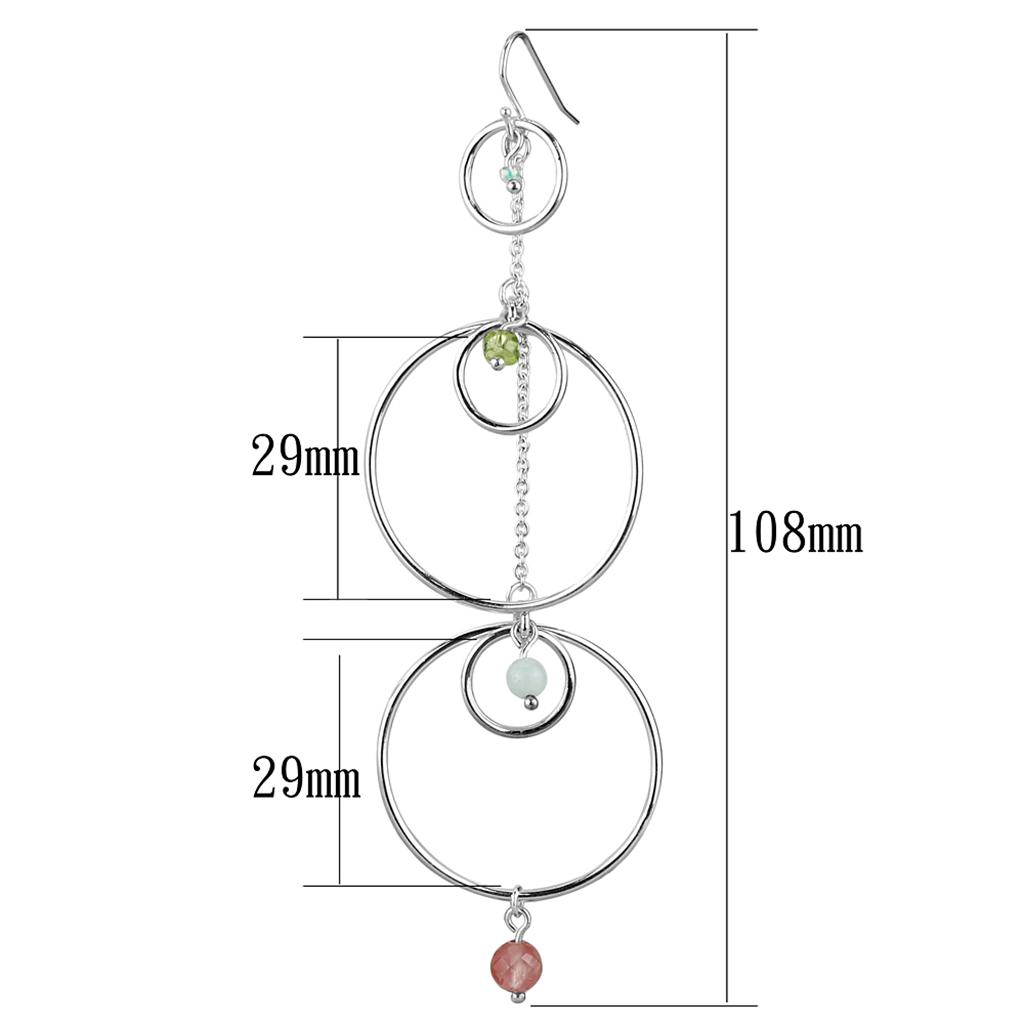 LOS789 - Silver 925 Sterling Silver Earrings with Synthetic Jade in Multi Color-1