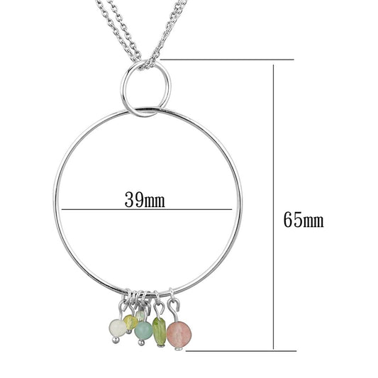LOS796 - Silver 925 Sterling Silver Necklace with Synthetic Glass Bead in Multi Color-1
