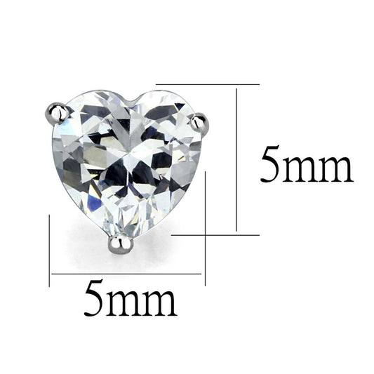 LOS882 - Rhodium 925 Sterling Silver Earrings with AAA Grade CZ  in Clear-1