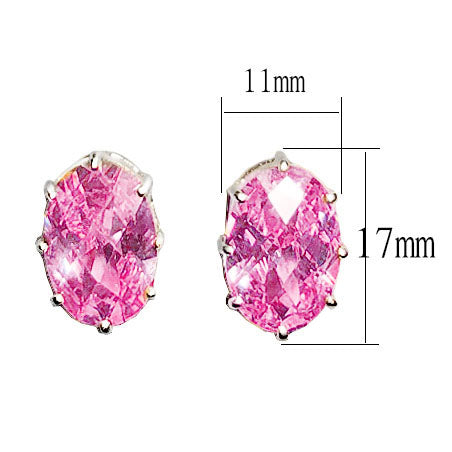 LOAS1369 - Sterling Silver Earrings with AAA Grade CZ in Pink-1