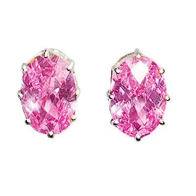 LOAS1369 - Sterling Silver Earrings with AAA Grade CZ in Pink-3