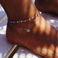 Double Silver Ankle Chain Heart Ankle Bracelet-0