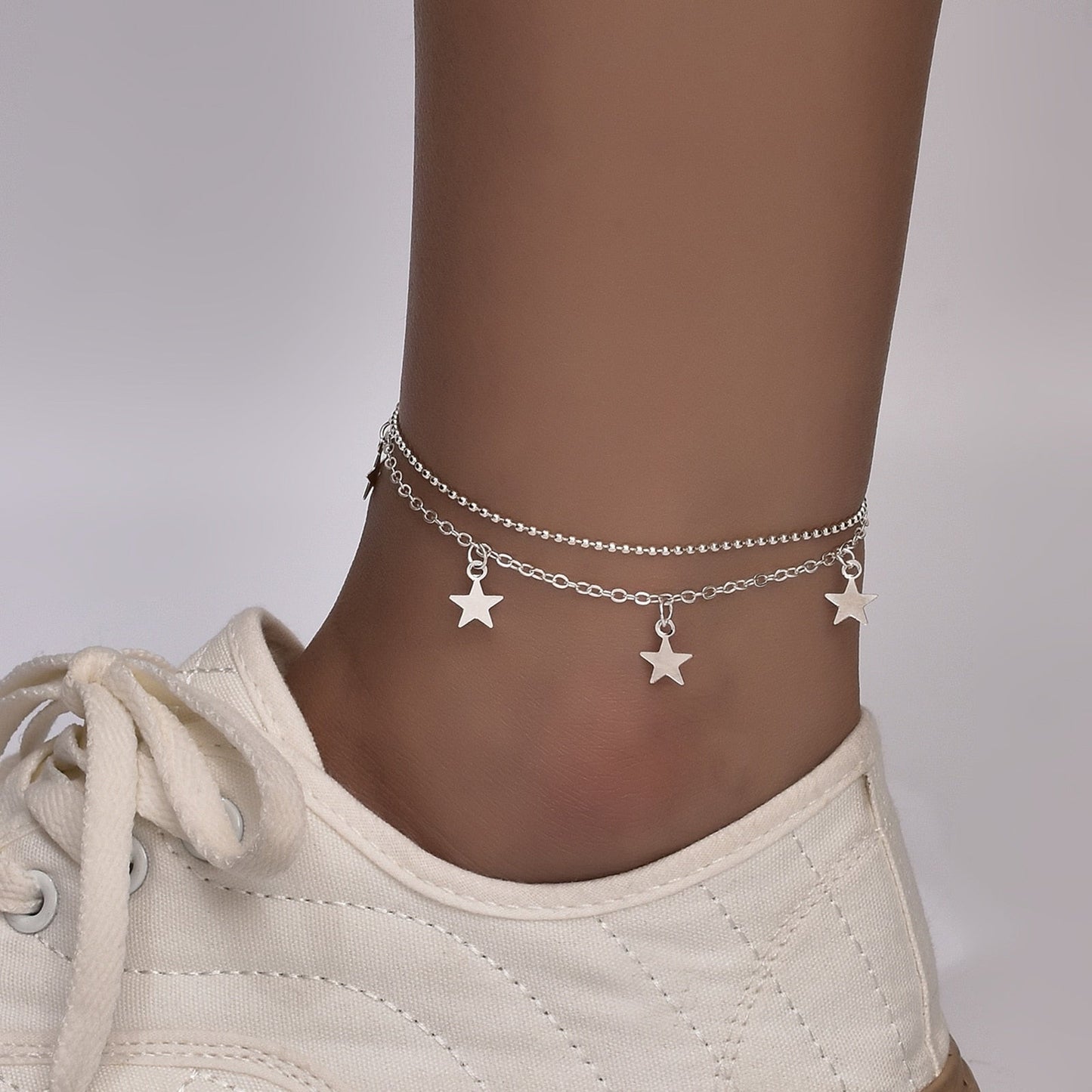 Boho Star Charm Anklet For Women Silver Ankle Bracelet-0