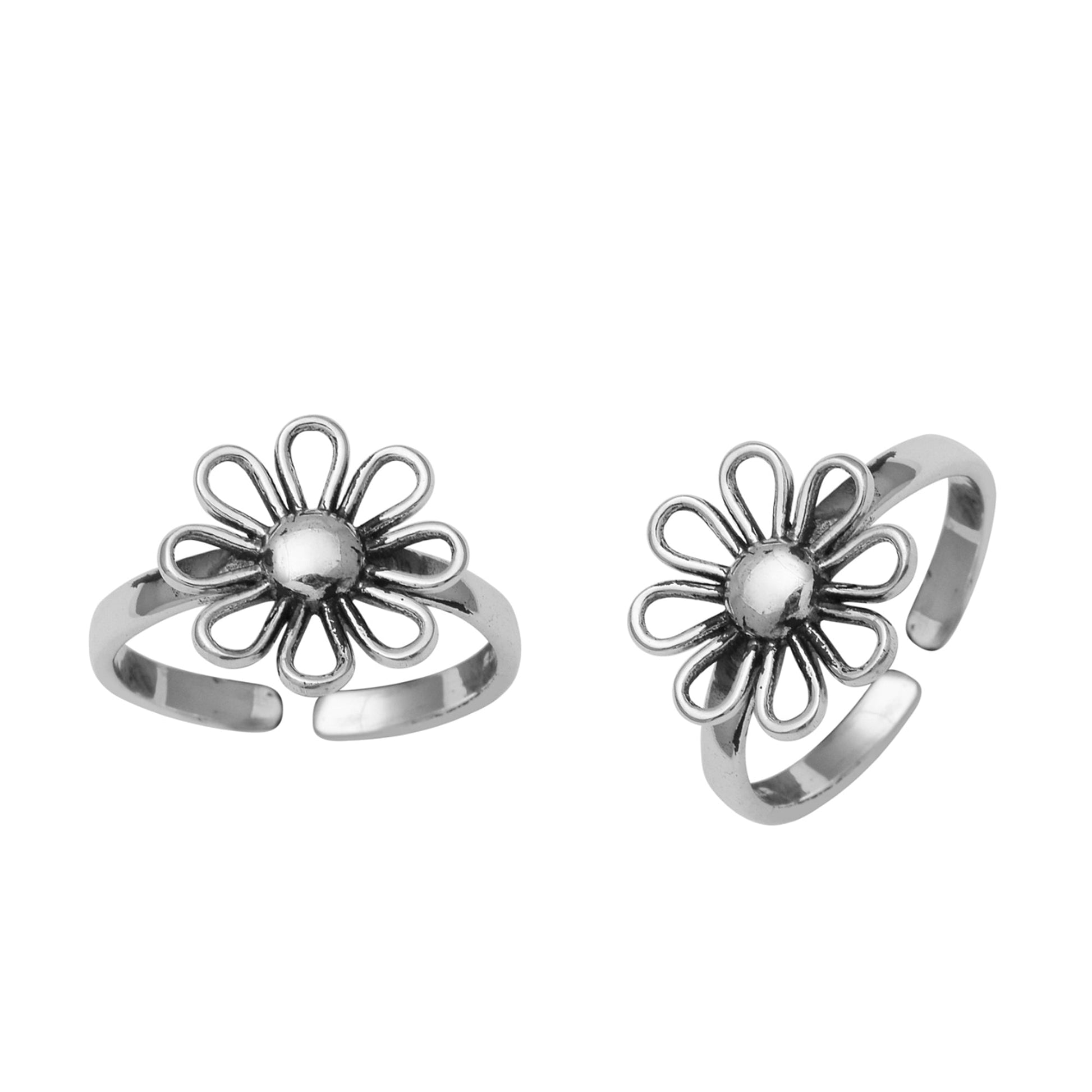 Floral Toe Ring - 925 Sterling Silver-0