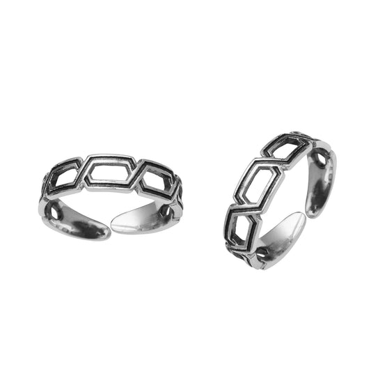 Geometric Pattern Toe Ring - Sterling Silver-0