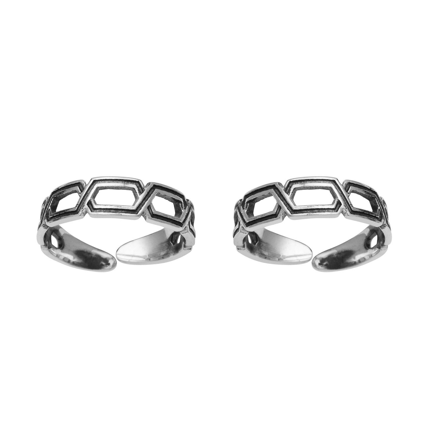 Geometric Pattern Toe Ring - Sterling Silver-1