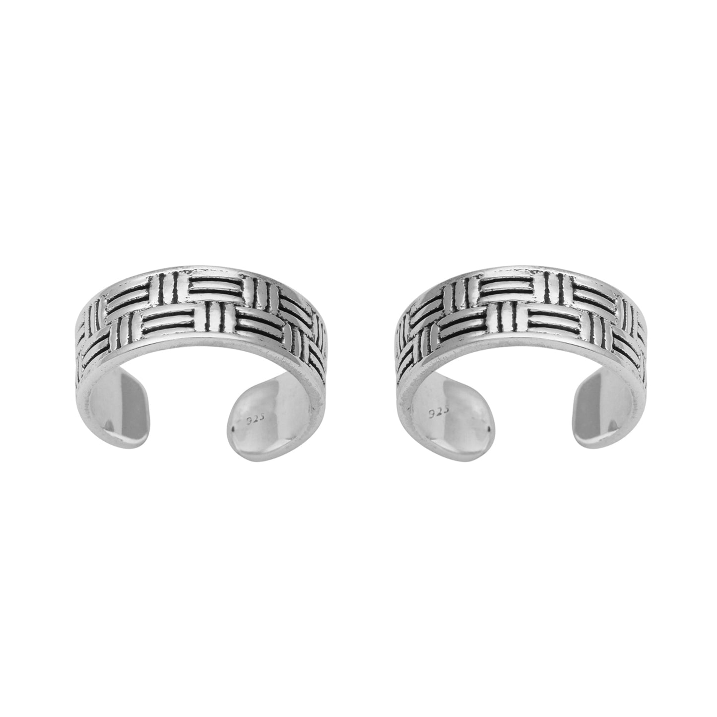 Geometric Pattern Toe Ring - Sterling Silver-1