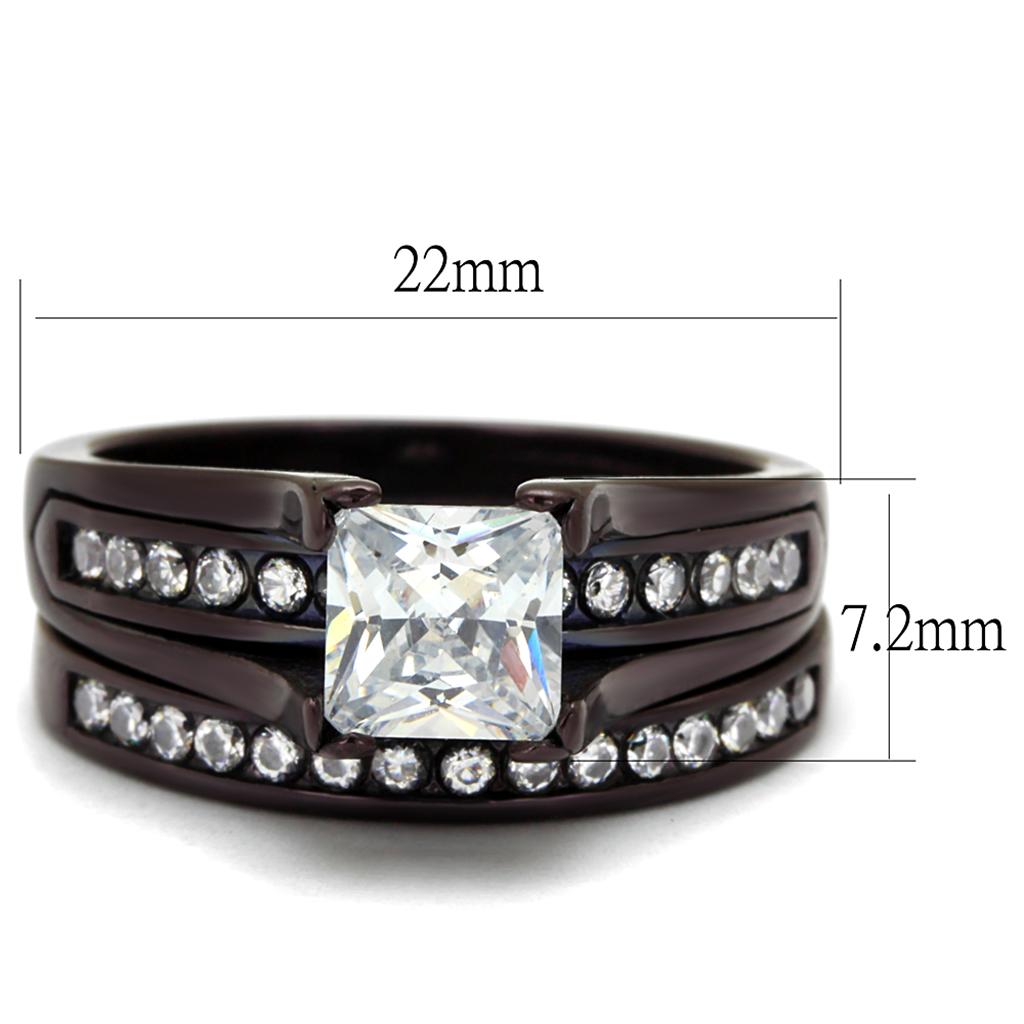 TK0W383DC - IP Dark Brown (IP coffee) Stainless Steel Ring with AAA Grade CZ  in Clear-1