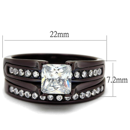 TK0W383DC - IP Dark Brown (IP coffee) Stainless Steel Ring with AAA Grade CZ  in Clear-1
