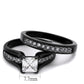 TK0W383J - Two-Tone IP Black Stainless Steel Ring with AAA Grade CZ  in Clear-1