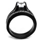 TK0W383J - Two-Tone IP Black Stainless Steel Ring with AAA Grade CZ  in Clear-2