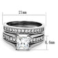 TK0W383 - High polished (no plating) Stainless Steel Ring with AAA Grade CZ  in Clear-1