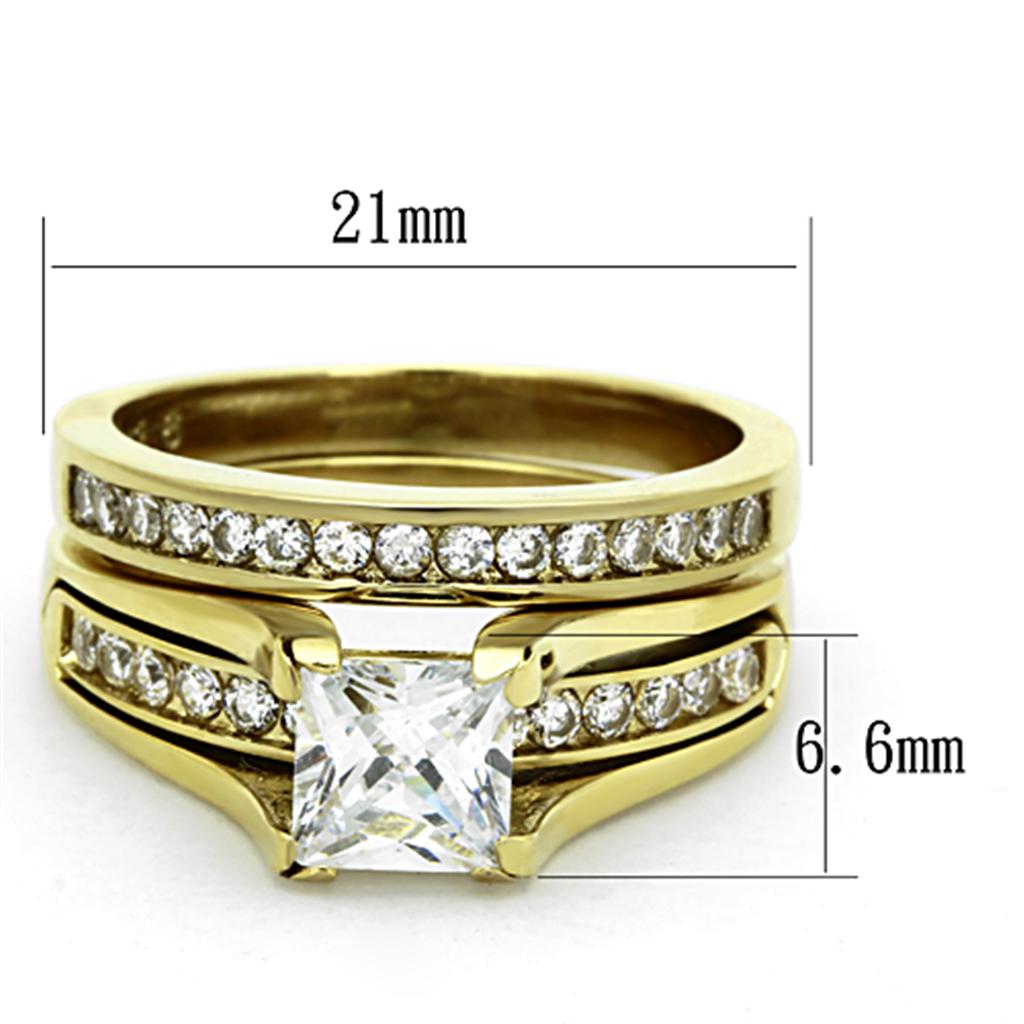 TK0W384 - IP Gold(Ion Plating) Stainless Steel Ring with AAA Grade CZ  in Clear-1
