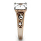TK1059 - Two-Tone IP Rose Gold Stainless Steel Ring with AAA Grade CZ  in Clear-3