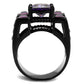 TK1072J - IP Black(Ion Plating) Stainless Steel Ring with AAA Grade CZ  in Amethyst-2