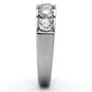 TK1082 - High polished (no plating) Stainless Steel Ring with AAA Grade CZ  in Clear-3