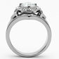 TK1087 - High polished (no plating) Stainless Steel Ring with AAA Grade CZ  in Clear-2