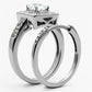 TK1088 - High polished (no plating) Stainless Steel Ring with AAA Grade CZ  in Clear-3