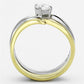 TK1092 - Two-Tone IP Gold (Ion Plating) Stainless Steel Ring with AAA Grade CZ  in Clear-2