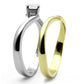 TK1092 - Two-Tone IP Gold (Ion Plating) Stainless Steel Ring with AAA Grade CZ  in Clear-3