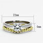TK1093 - Two-Tone IP Gold (Ion Plating) Stainless Steel Ring with AAA Grade CZ  in Clear-1