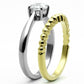 TK1093 - Two-Tone IP Gold (Ion Plating) Stainless Steel Ring with AAA Grade CZ  in Clear-3
