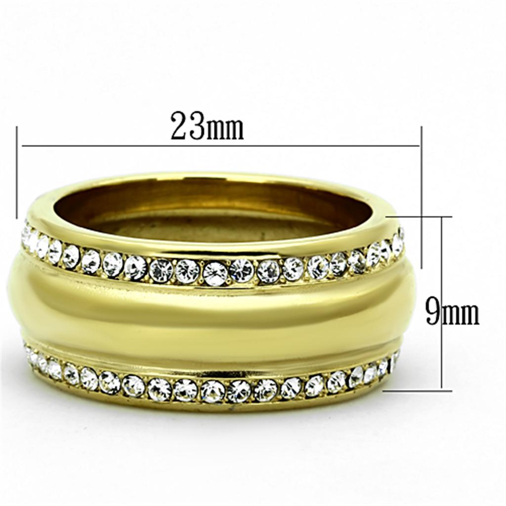 TK1096 - IP Gold(Ion Plating) Stainless Steel Ring with Top Grade Crystal  in Clear-1