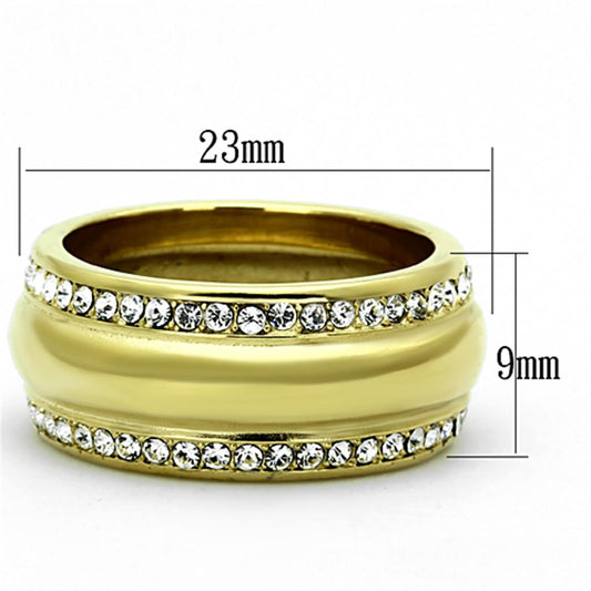TK1096 - IP Gold(Ion Plating) Stainless Steel Ring with Top Grade Crystal  in Clear-1
