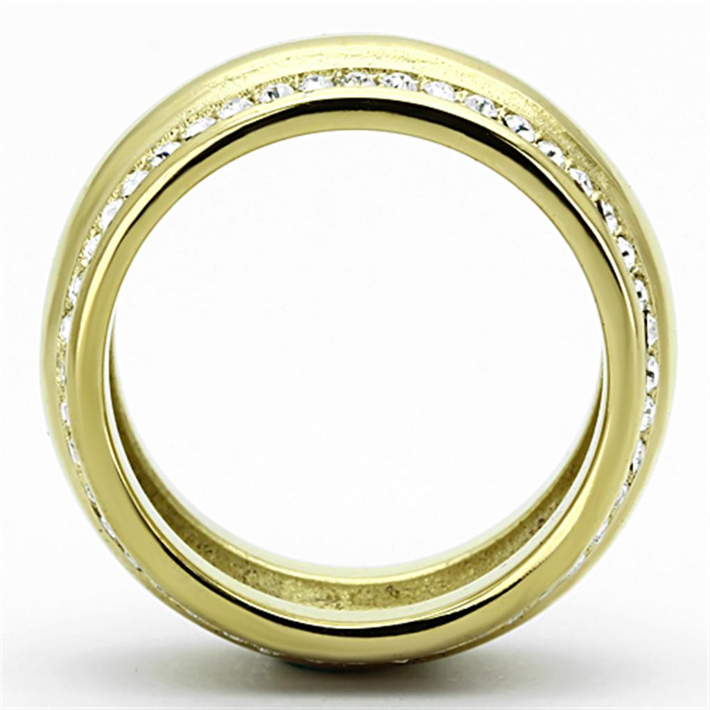 TK1096 - IP Gold(Ion Plating) Stainless Steel Ring with Top Grade Crystal  in Clear-2
