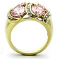 TK1099 - IP Gold(Ion Plating) Stainless Steel Ring with AAA Grade CZ  in Rose-2