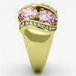 TK1099 - IP Gold(Ion Plating) Stainless Steel Ring with AAA Grade CZ  in Rose-3