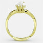 TK1106 - IP Gold(Ion Plating) Stainless Steel Ring with AAA Grade CZ  in Clear-2