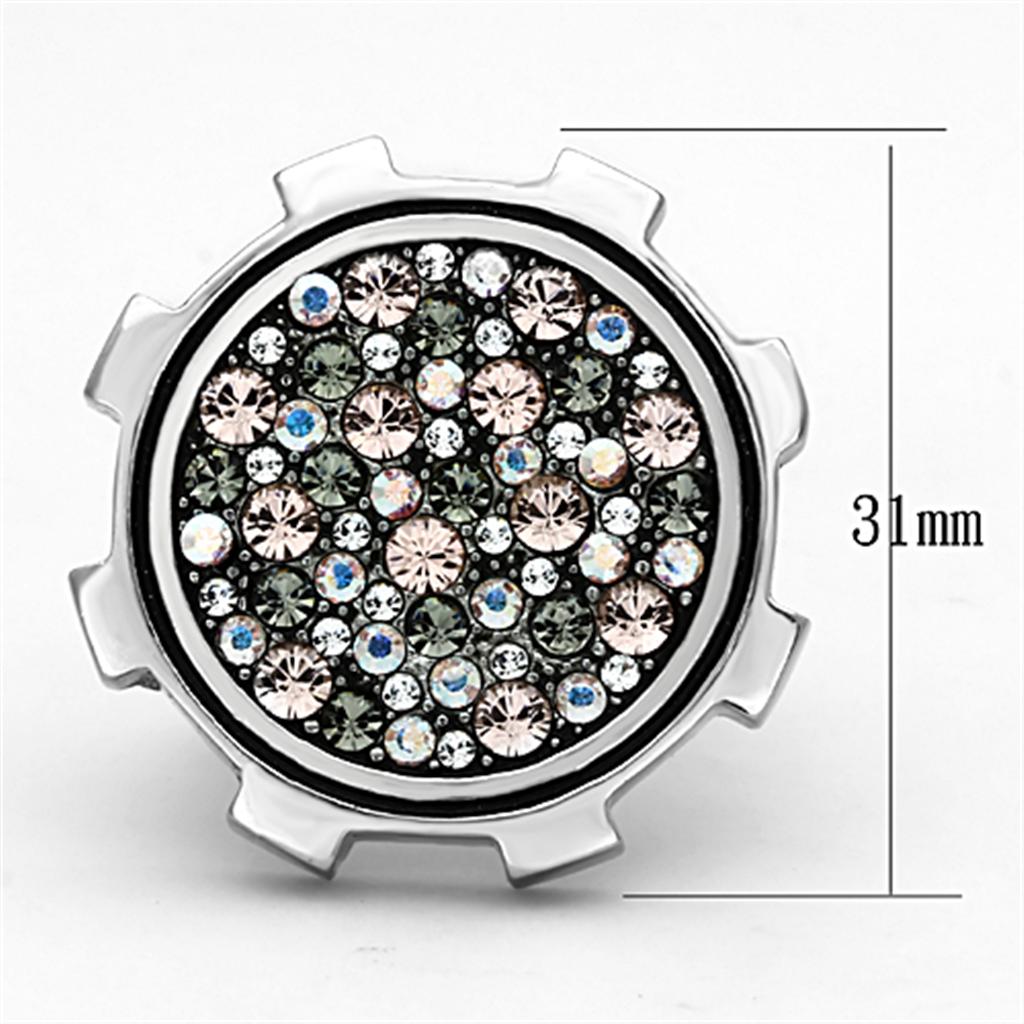 TK1113 - High polished (no plating) Stainless Steel Ring with Top Grade Crystal  in Multi Color-1