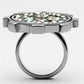 TK1113 - High polished (no plating) Stainless Steel Ring with Top Grade Crystal  in Multi Color-2