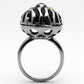 TK1114 - High polished (no plating) Stainless Steel Ring with Top Grade Crystal  in Topaz-3