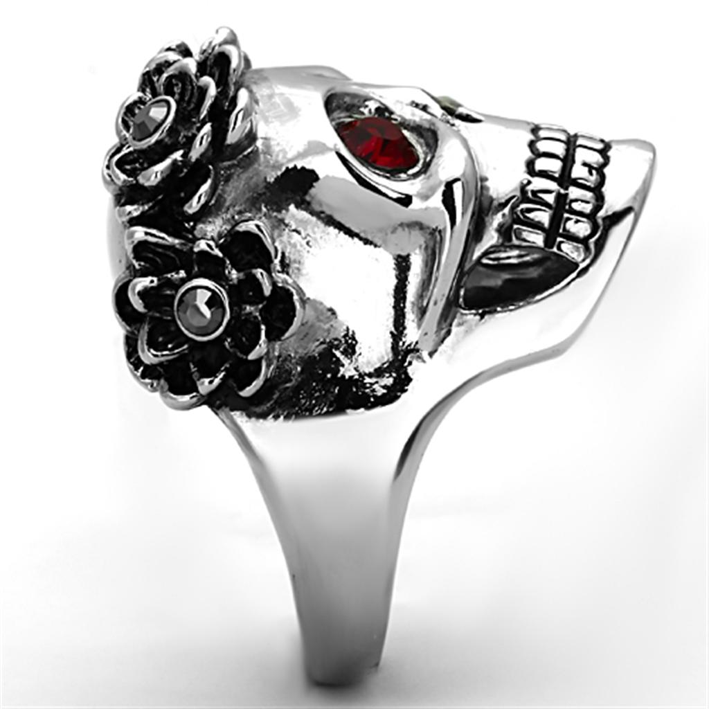 TK1117 - High polished (no plating) Stainless Steel Ring with Top Grade Crystal  in Siam-4