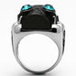 TK1118 - Two-Tone IP Black Stainless Steel Ring with Top Grade Crystal  in Blue Zircon-2