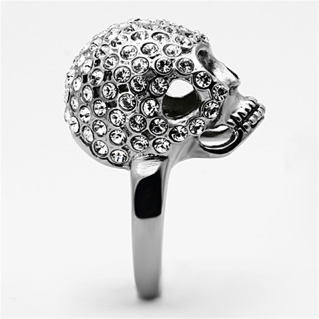 TK1120 - High polished (no plating) Stainless Steel Ring with Top Grade Crystal  in Clear-3