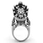 TK1123 - High polished (no plating) Stainless Steel Ring with Top Grade Crystal  in Black Diamond-2