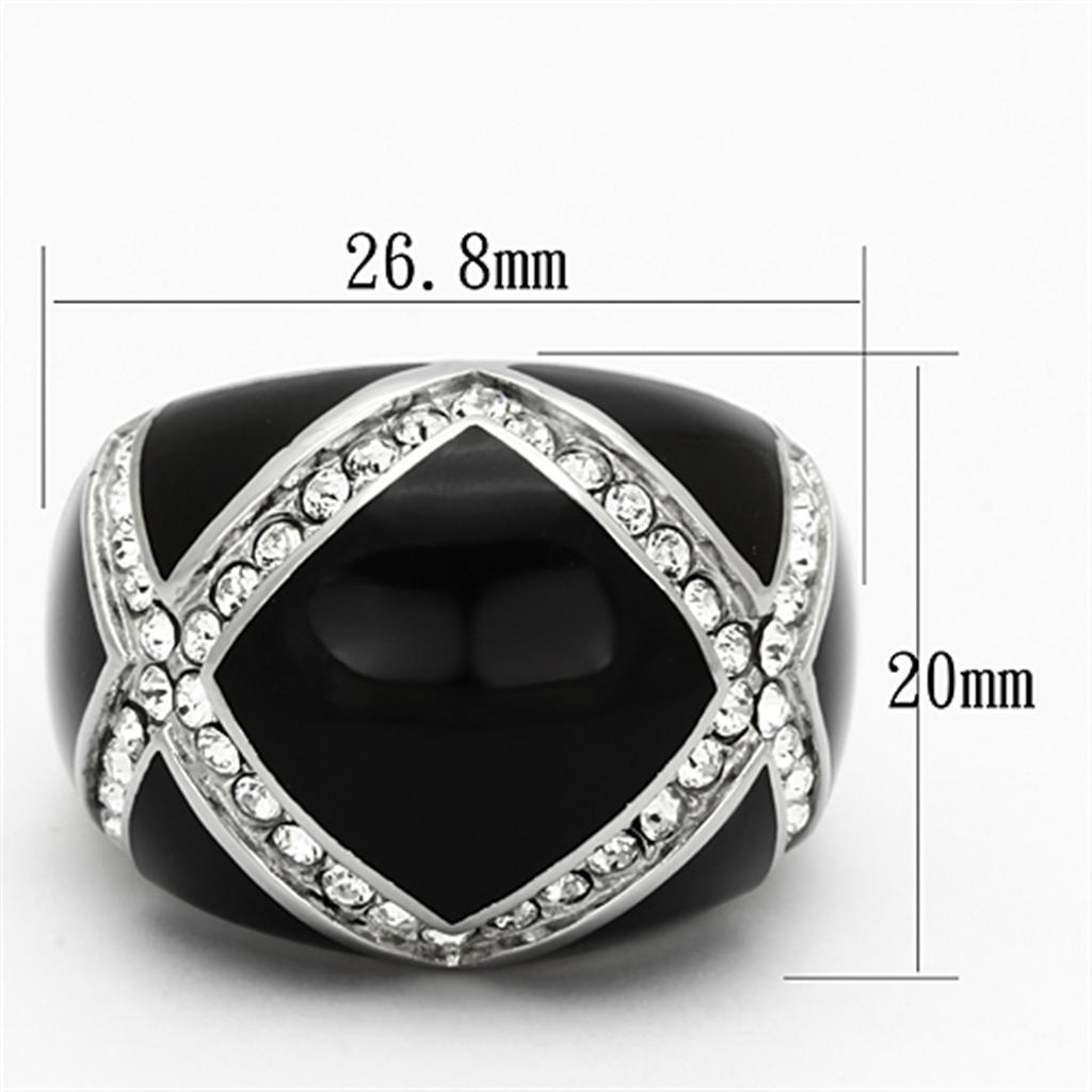 TK1132 - High polished (no plating) Stainless Steel Ring with Top Grade Crystal  in Clear-1