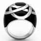 TK1133 - High polished (no plating) Stainless Steel Ring with Epoxy  in Jet-2