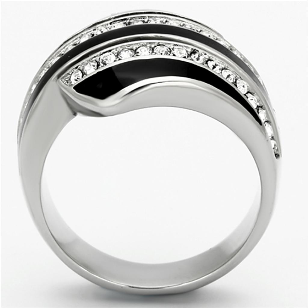TK1134 - High polished (no plating) Stainless Steel Ring with Top Grade Crystal  in Clear-2