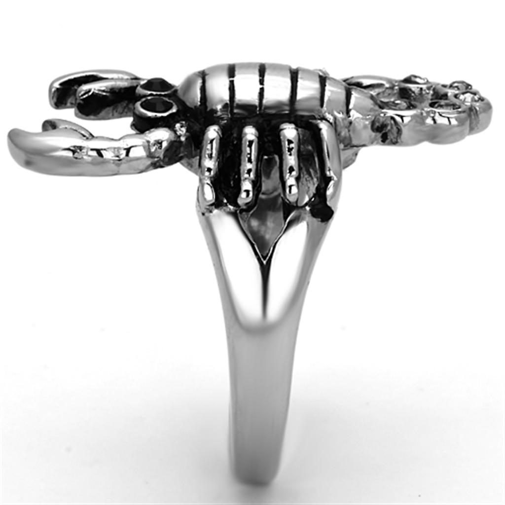 TK1135 - High polished (no plating) Stainless Steel Ring with Top Grade Crystal  in Jet-3