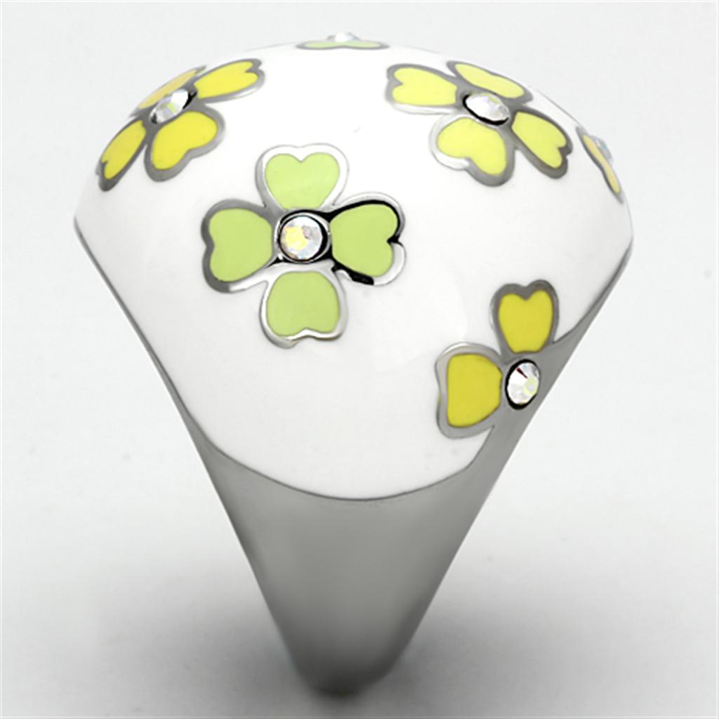 TK1139 - High polished (no plating) Stainless Steel Ring with Top Grade Crystal  in Aurora Borealis (Rainbow Effect)-3